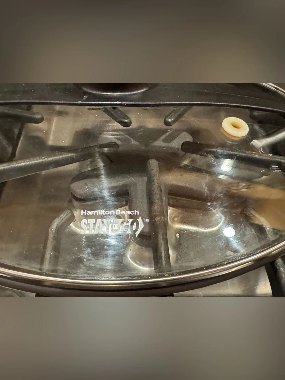Hamilton Beach 6qt slow cooker “stay or go”black replacement glass lid only